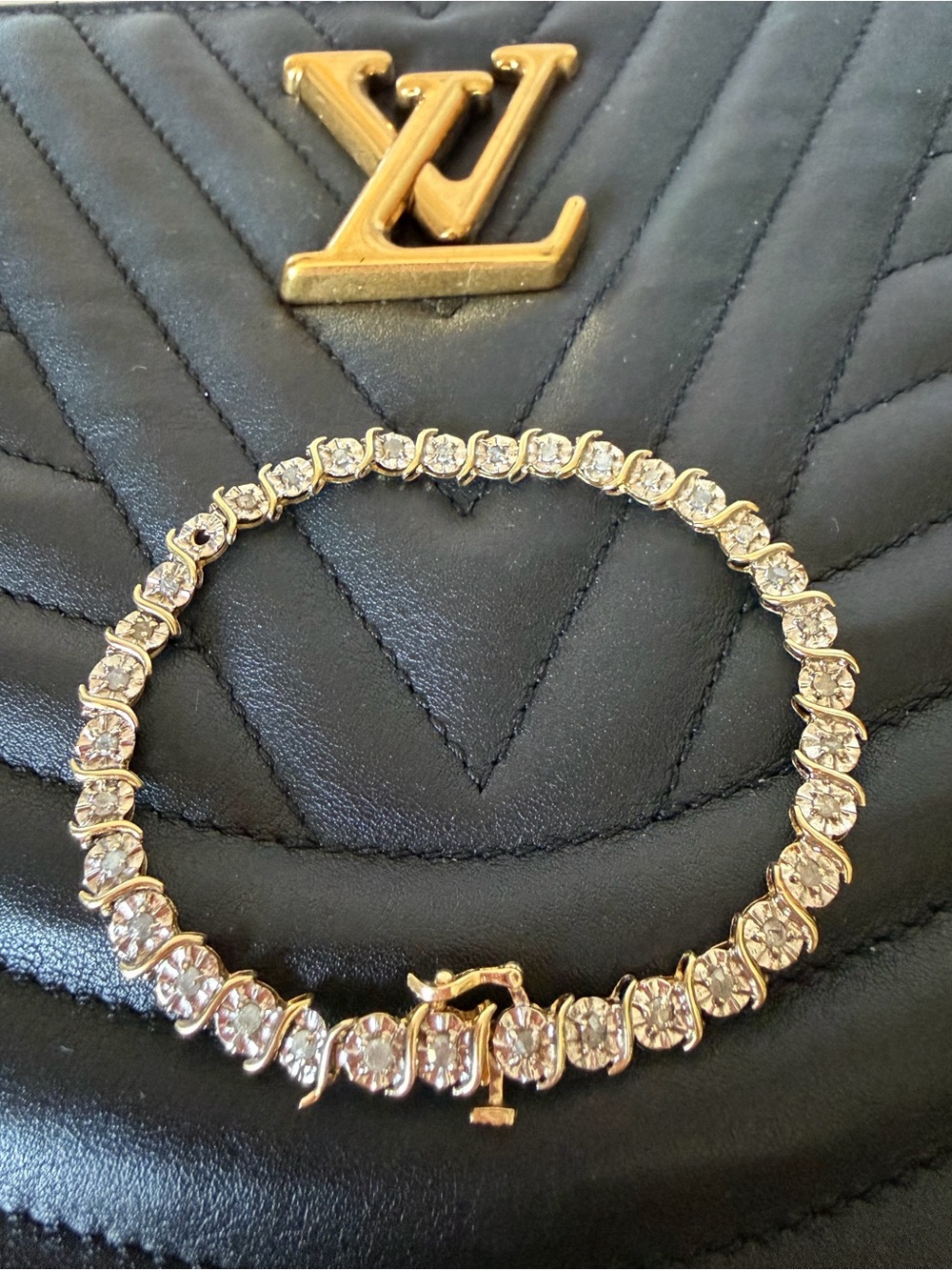 10k Solid Gold Natural Diamonds Tennis Bracelet